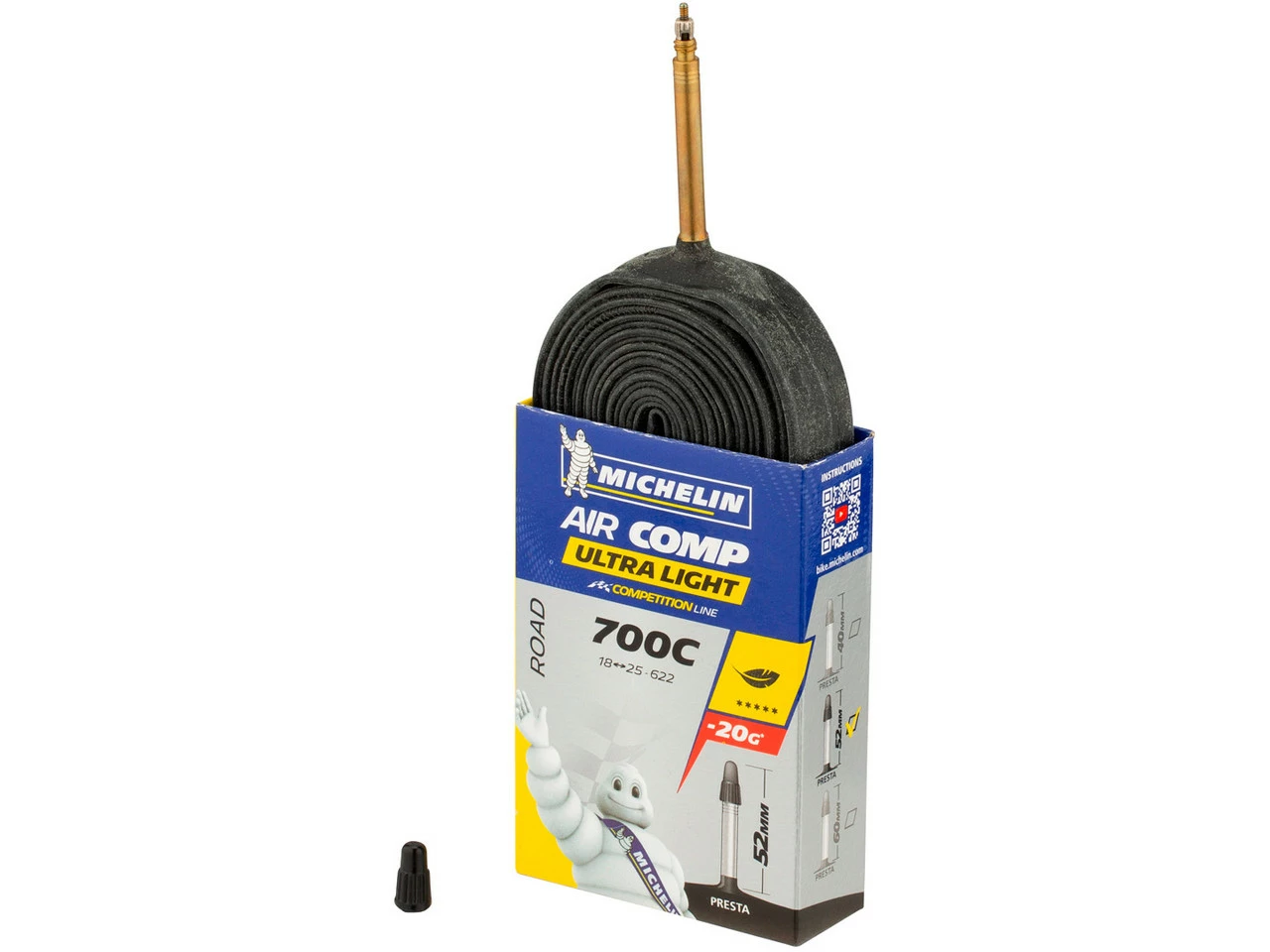 Michelin Chambre à Air A1 Aircomp Ultra-Light Road Pour 28" 3 Michelin Chambre à Air A1 Aircomp Ultra-Light Road Pour 28"